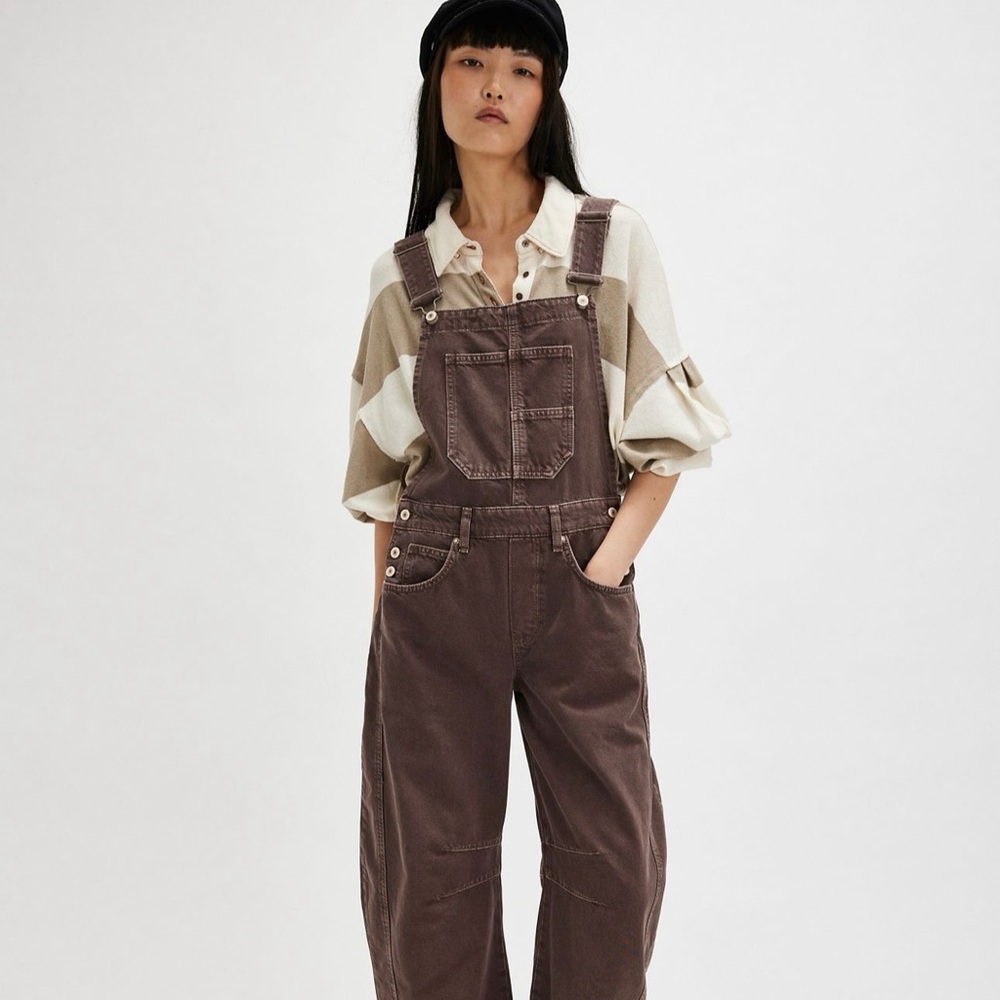 Women's Brown Denim Overalls